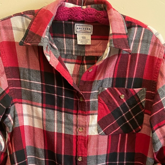 Arizona Vintage Red & White Plaid Flannel Sz Small - Picture 1 of 3
